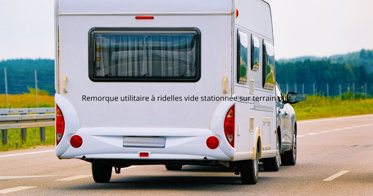 Vue arrière d'une caravane blanche tractée sur autoroute